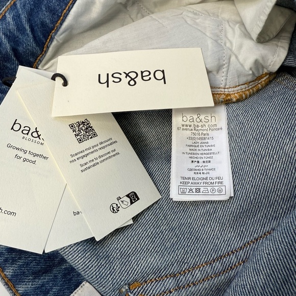 Ba&sh Vecchi Faded Wide Leg Jeans Women’s 8 US Mid Rise Light Wash Boho - Picture 10 of 17